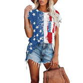 Womens Stars Striped Flag PatternShort Sleeve T-Shirt